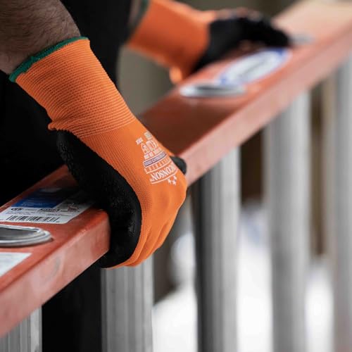 12 Pack Safety Performance Series Construction Mechanics Wrinkle Latex Work Gloves (Large (12 Pairs) / Orange)