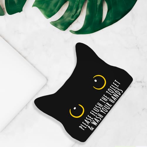 Black Cat Decor Cat Bathroom Decor Please Flush the Toilet Wash Your Hands Funny Bathroom Acrylic Decors Sign Cat for Home Bathrooms Cats Lover Gifts For Women Men Christmas (CatHands)