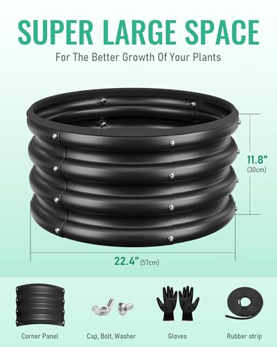 Round Raised Garden Bed Set (Black)