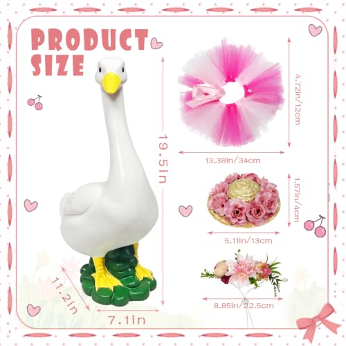Porch Goose Outfits Statue Outdoor Decor (flower hat goose)