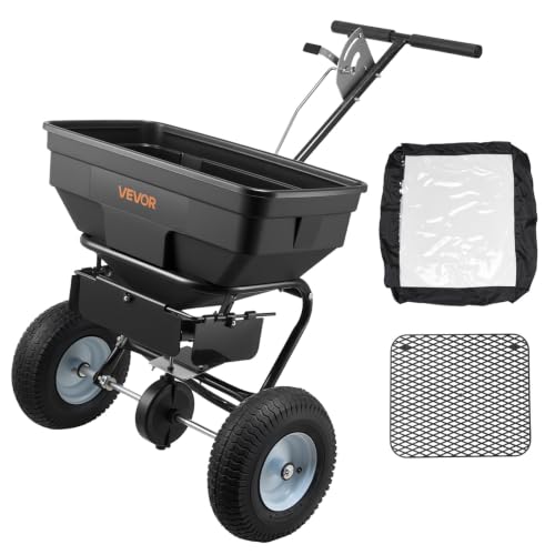 Broadcast Spreader 130 lbs Capacity Hopper Walk (130LB / Black)