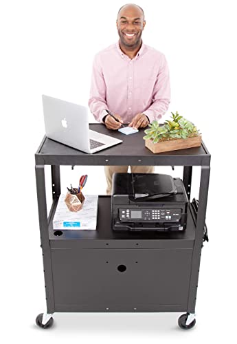 Line Leader Large AV Cart with Locking Cabinet (Cabinet / 32" L x 18" D x 42" H)