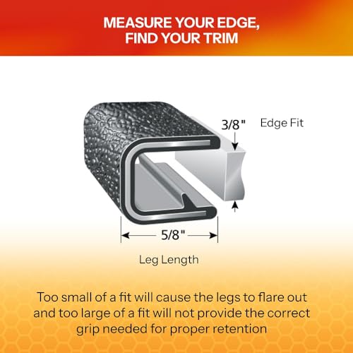 Edge Trim Fits 3 (250 Feet / Fits 3/8" Edge , 5/8” Leg Length, Single Gripping Finger)