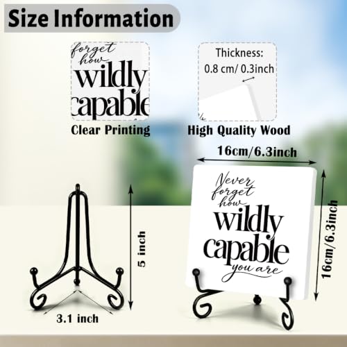 Motivational Quote for Home Office Book Shelf Table Decor 6.3x6.3 Inch 04 (Multicolor 1703 / Wooden sign with iron frame（6.3 x 6.3 inches）)