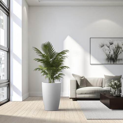 Large Round Tapered White Concrete Planter 22.4" Tall (Pure White / 22.4"H (Single Planter))