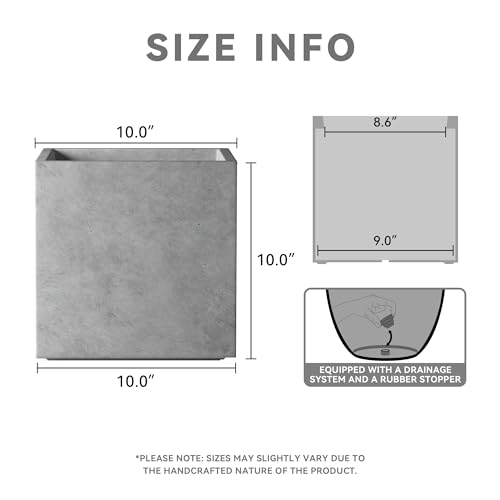 Small Square Pale Gray Concrete Planter 10" W (Concrete Gray / 10")