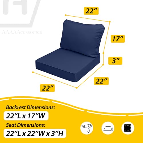Outdoor Chair Cushions (Navy Blue / 22"x22"x3" / 22"x17")