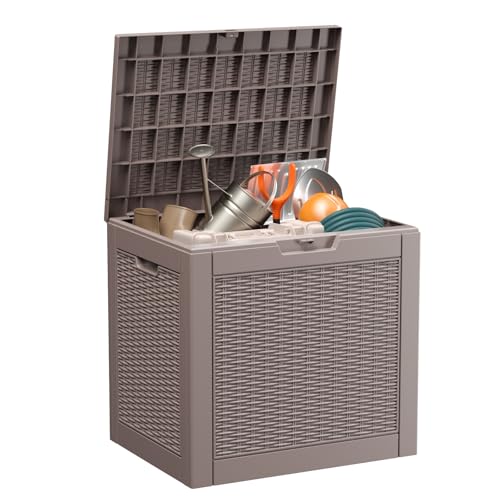 30 Gal Waterproof Outdoor Storage Box UV Resistant Deck Box (Grey / 30 Gallon)
