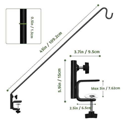 Extended Reach Deck Hook Wall Pole Wall Mounted Deck Hook Extensible and 43 inch Wall Bracket for Hanging Bird Feeder (2 Count)