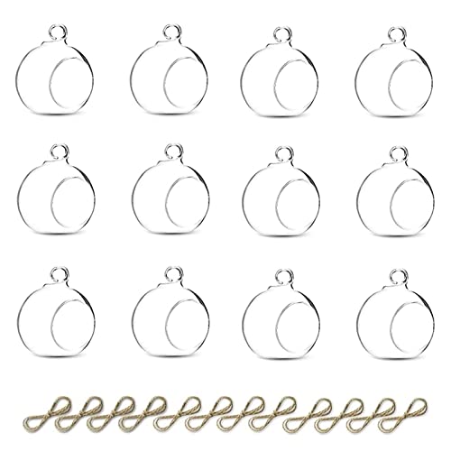 12 Pcs Hanging Tea Light Candle Holders Mini Glass Candle Holder 2.36" Diameter Baubles Globe Garden Ornament (2.36 inches)
