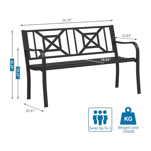 Patio Garden Bench (Black / Geometric)