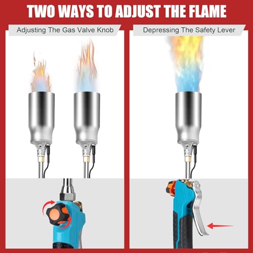 Portable Propane Torch Weed Burner Kit with Storage Bag (Blue Handle)