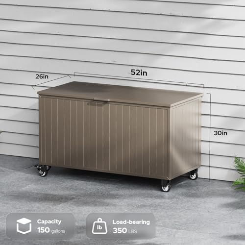 150 Gallon Outdoor Storage Box with Wheels (150 Gallon / Brown)