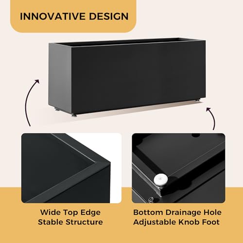 Outdoor Metal Planter Box 40Wx12Dx16H (40Wx12Dx16H / Black)