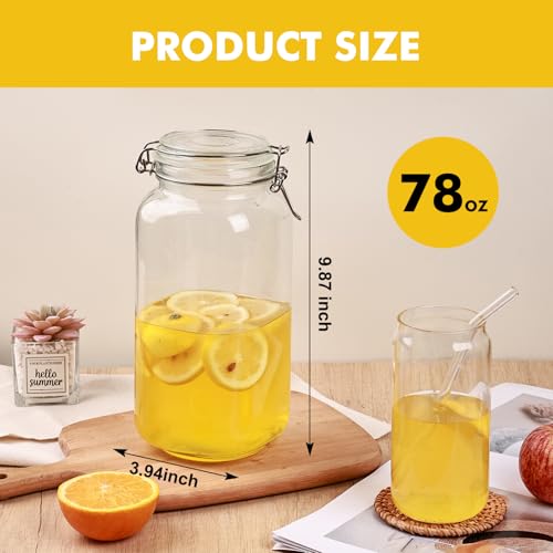78oz Glass Food Storage Jars with Airtight Clamp Lids