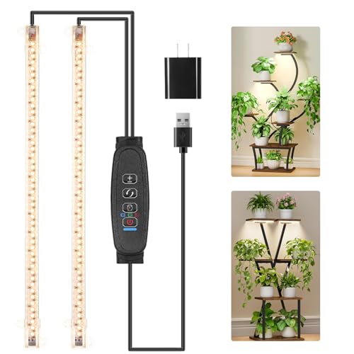 2 Head 13 Inches LED Grow Light Strips (Black Cabel 3500K / 2 Head 1 Pack)