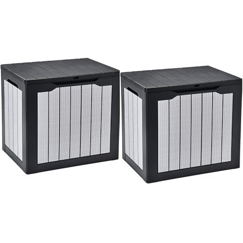 30 Gallon Deck Box (Black & Wood-Grain Gray / 30 Gallon-2Pack)