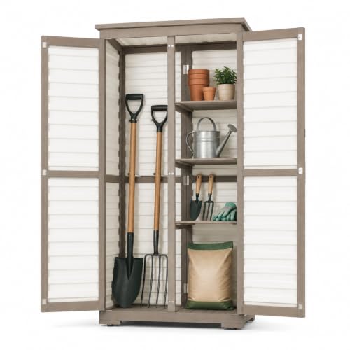 Outdoor Storage Cabinet Store More in Less Space (White / 32" x 16" x 66")