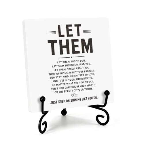 Motivational Let Them for Home Office Book Shelf Table Decor 6.3x6.3 Inch (Multicolor 1699 / Wooden sign with iron frame（6.3 x 6.3 inches）)