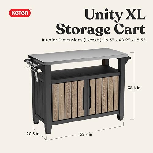 Unity XL Outdoor Entertainment Cart with Wood‑Look Finish (Ashwood)