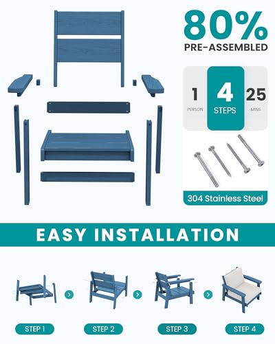 HDPE Outdoor Sofa Set (Blue/Khaki)