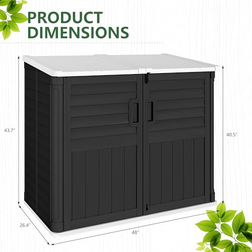 Outdoor Trash Can Storage Shed (Dark Black)