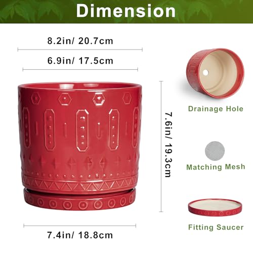 Ceramic Plant Pots (8 Inch / Red)