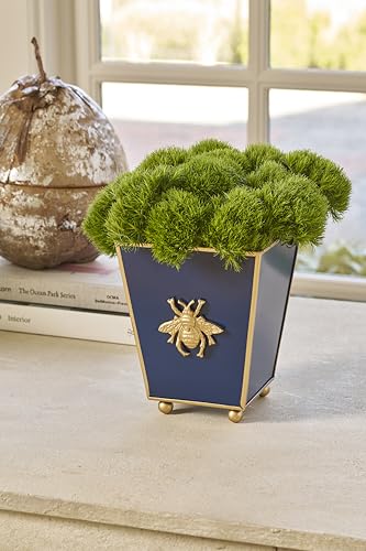 Blue & White Bee Planter (Navy Blue Gold Bee / Square)