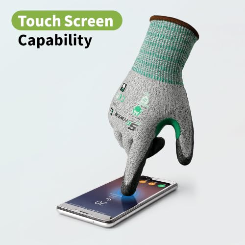 12 Pairs A6 Cut Resistant Gloves with Reinforced Thumb (Grey / Large)