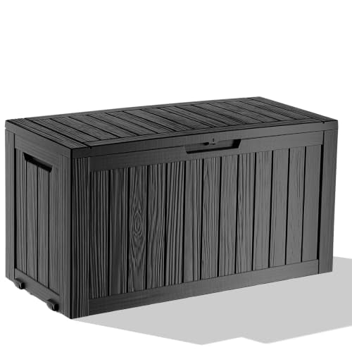 90 Gallon Waterproof Resin Outdoor Storage Box (Black / 91 Gallon)