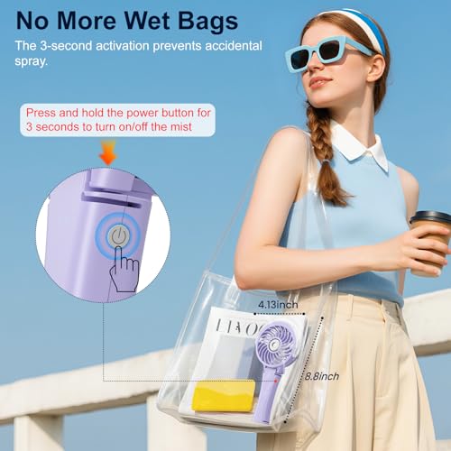 Upgraded Portable Handheld Misting Fan (HF318C / Light Purple)
