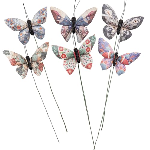 Artificial Feather 3D Butterfly Party Decorations Set of 12 with Clip 12 Color Ornaments for Christmas Tree (D Wire)