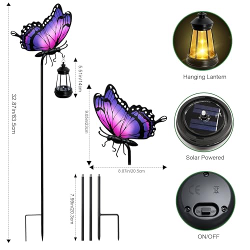 2 Pack Butterfly Solar Garden lights Outdoor Waterproof