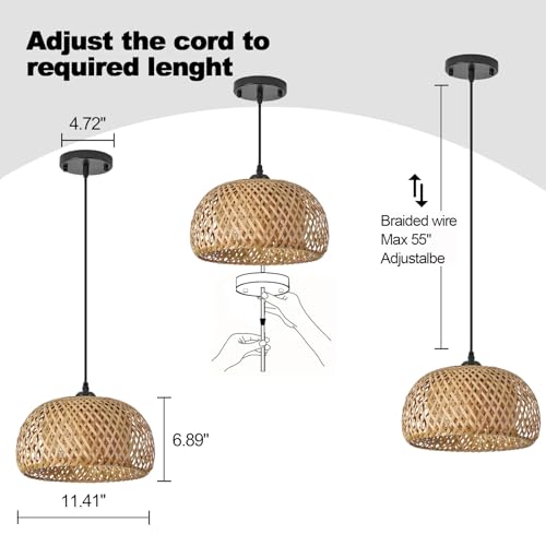 Bamboo Pendant Light (2 pack-Round Shape)