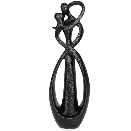 Kissing Lovers Statue Abstract Sculpture (Black / Large)