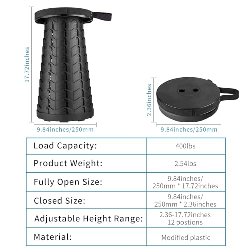 2 Pack Collapsible Stool (Black)
