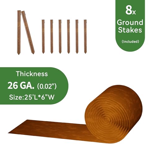 Galvanized Steel Landscape Edging Roll with 8 Stakes