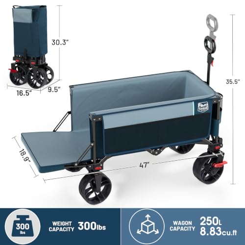 47" L Collapsible Wagon with Tailgate & Brake (Blue / 250L)