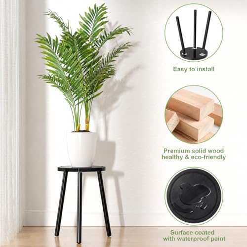 Wood Plant Stands Indoor (Black / 1 Pack)