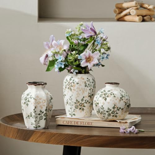 Ceramic Flower Small Vase for Home Decor (19-green)