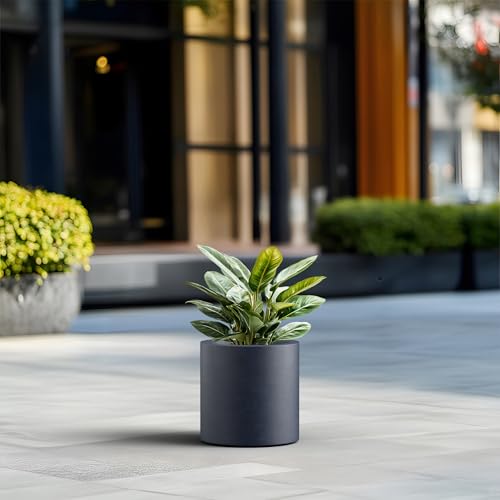 Modern Home Minimalist 9.8" Tall Charcoal Concrete Cylinder Planter (Dark Gray / 9.8" Dia)
