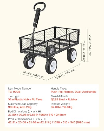 900 LBS Steel Garden Cart (Black)