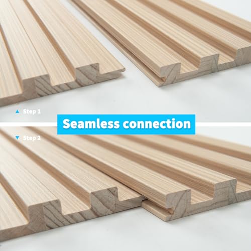 108 x 5.7 Inch Slat Wood Wall Paneling for Interior Decor (8Pcs-108 x 5.7 Inch / Slat Ashtree)