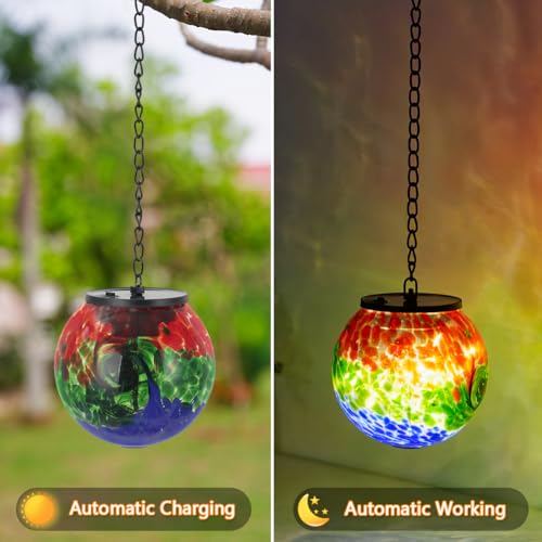 Solar Hanging Lanterns Outdoor Waterproof (Green Splash-ink)