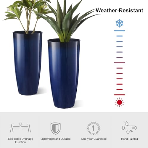 30" H Tall Planters for Outdoor Plants (30" H / Gradient Cobalt Blue)
