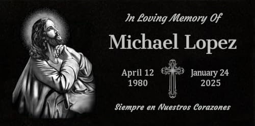 24x12 Personalized Granite Gravestones with Jesus (24 × 12 × 0.38 with Jesus)