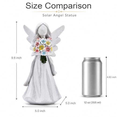 Solar Angel Statue with Bouquet LED Light Garden Decor (White Angel)