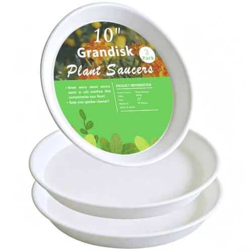 3 Pack Plant Saucer Heavy Duty Sturdy Drip Trays for Indoor and Outdoor (White / 10 inch)
