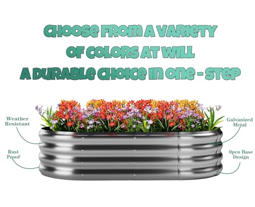 Garden Box Raised Flower Bed Galvanized Metal Planter Round Raised Garden Bed Kit for Gardening Outdoor 2PC Gold 4X2X1FT (Gold / 4x2x1FT（2pcs）)