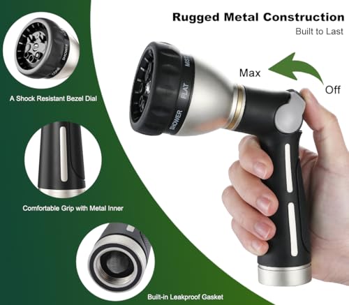 Metal Thumb Control Garden Hose Nozzle Heavy Duty (Black)